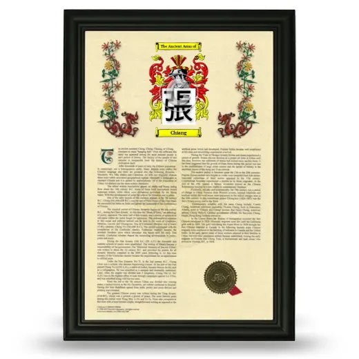 Chiang Armorial History Framed - Black