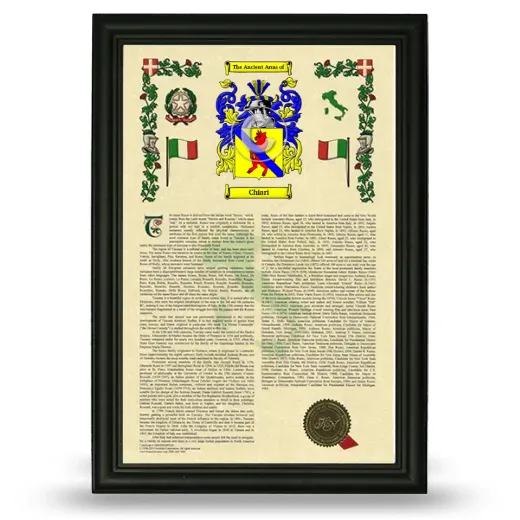Chiari Armorial History Framed - Black