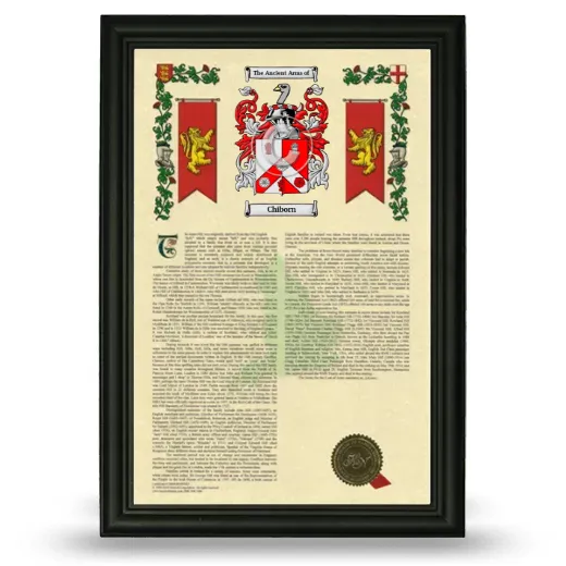 Chiborn Armorial History Framed - Black