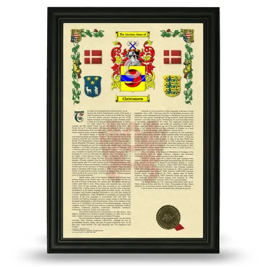 Christansen Armorial History Framed - Black