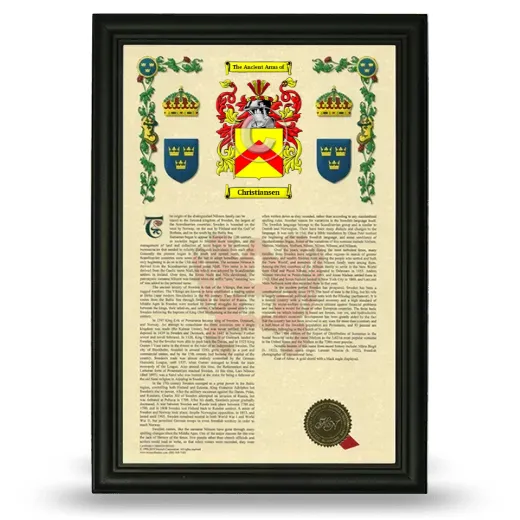 Christiansen Armorial History Framed - Black