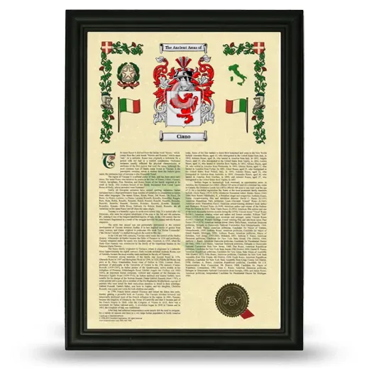 Ciano Armorial History Framed - Black