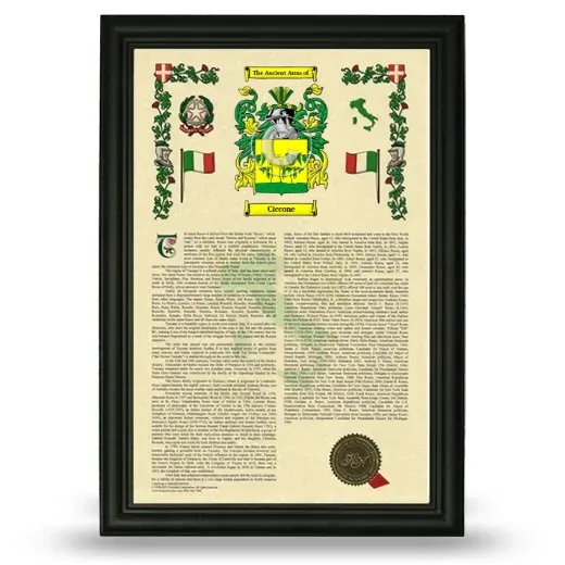 Ciccone Armorial History Framed - Black