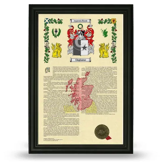 Claghorne Armorial History Framed - Black
