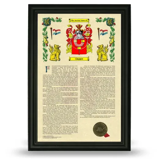 Clapper Armorial History Framed - Black