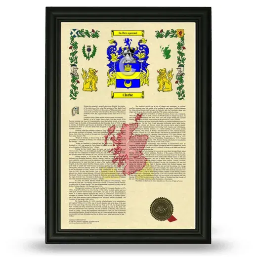 Clarke Armorial History Framed - Black