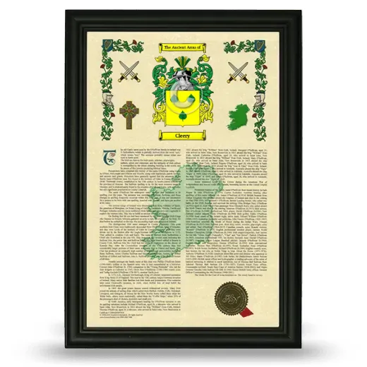 Cleery Armorial History Framed - Black