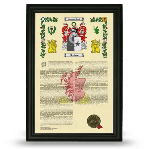 Cleghorn Armorial History Framed - Black