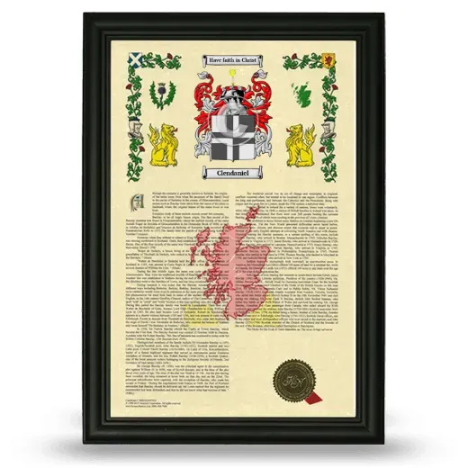 Clendaniel Armorial History Framed - Black