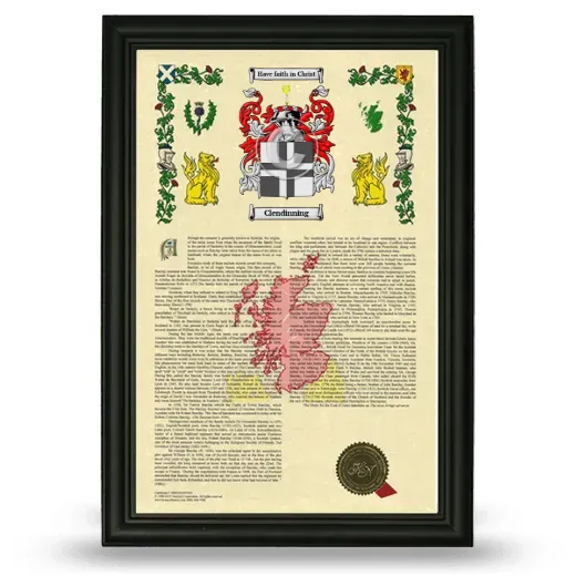 Clendinning Armorial History Framed - Black