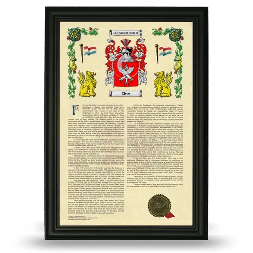 Cleve Armorial History Framed - Black