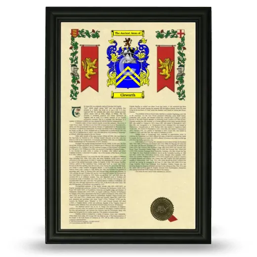 Clewarth Armorial History Framed - Black