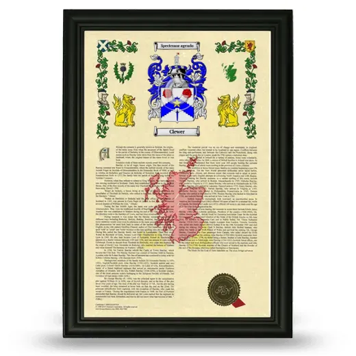 Clewer Armorial History Framed - Black