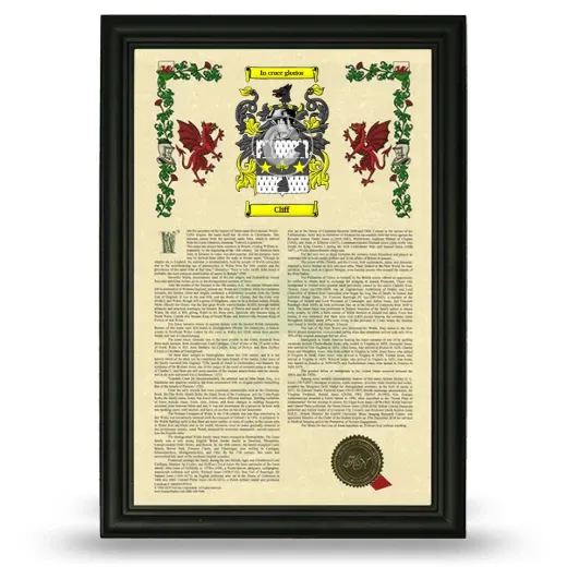 Cliff Armorial History Framed - Black