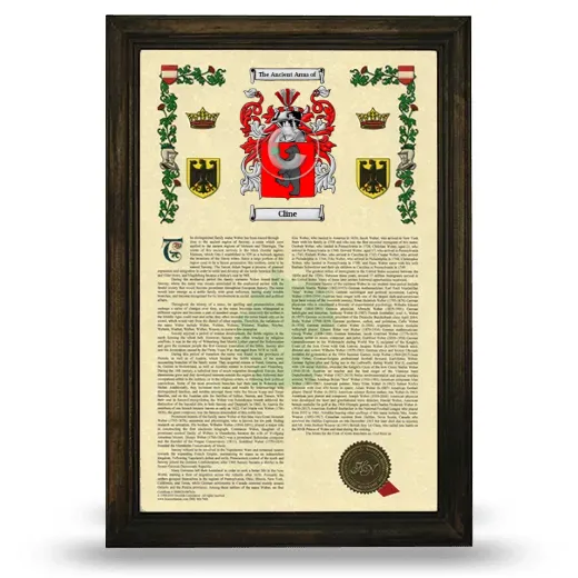 Cline Armorial History Framed - Brown