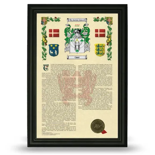 Cnut Armorial History Framed - Black