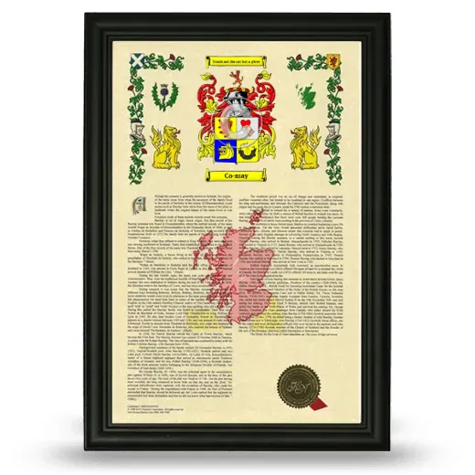 Co-may Armorial History Framed - Black