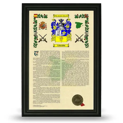 Cobarubia Armorial History Framed - Black