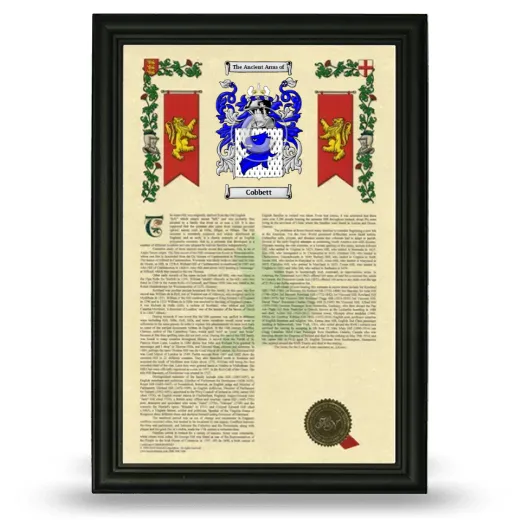 Cobbett Armorial History Framed - Black