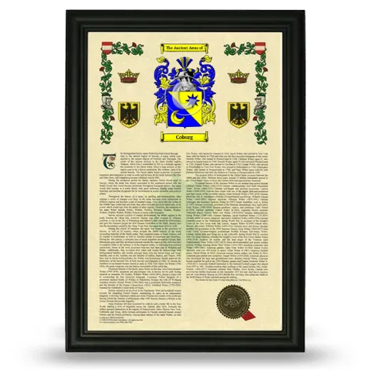 Coburg Armorial History Framed - Black