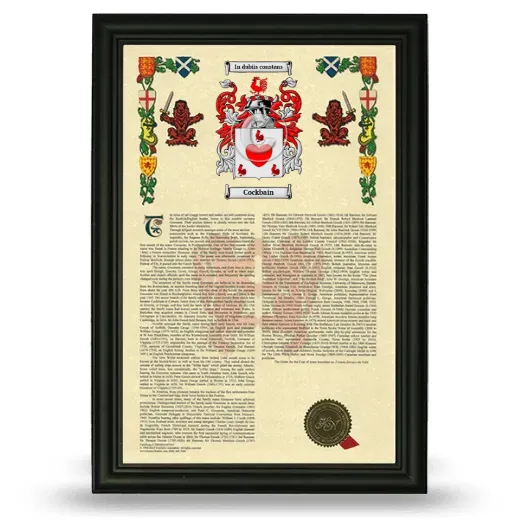Cockbain Armorial History Framed - Black