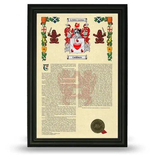 Cockburn Armorial History Framed - Black