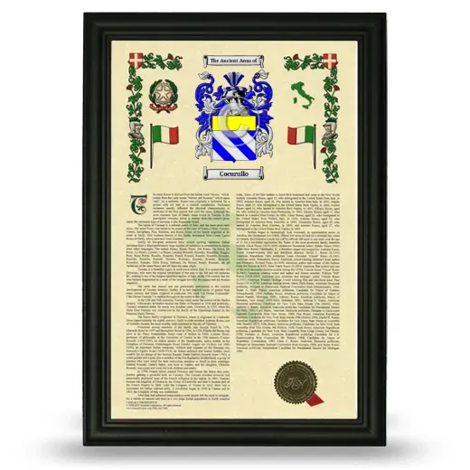 Cocurullo Armorial History Framed - Black