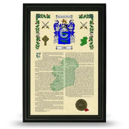 Codyr Armorial History Framed - Black