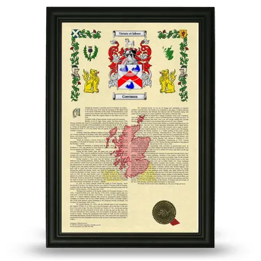 Coerman Armorial History Framed - Black