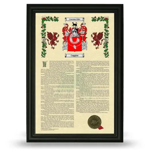 Coggins Armorial History Framed - Black