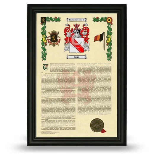 Cohn Armorial History Framed - Black