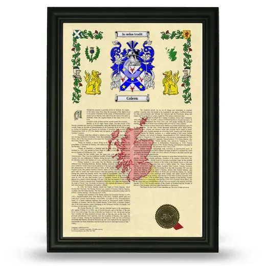 Coleen Armorial History Framed - Black