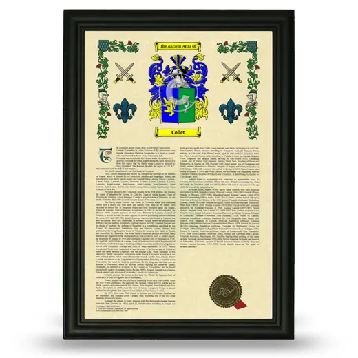 Collet Armorial History Framed - Black