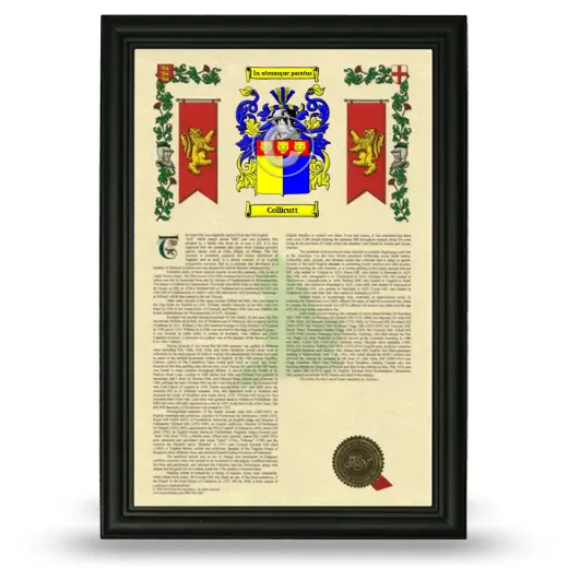 Collicutt Armorial History Framed - Black