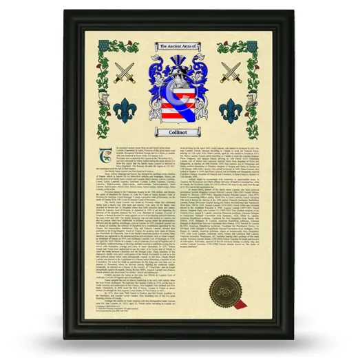 Collinot Armorial History Framed - Black