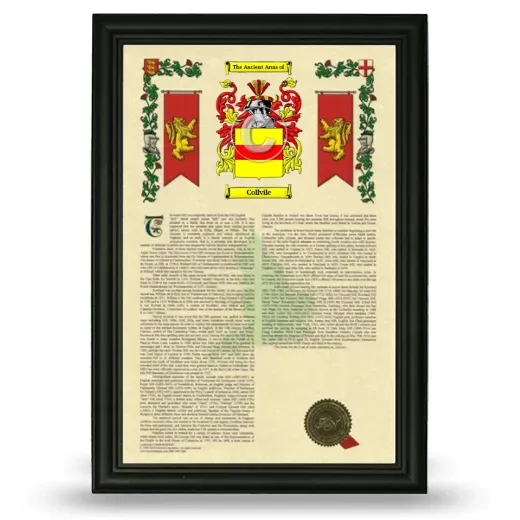 Collvile Armorial History Framed - Black