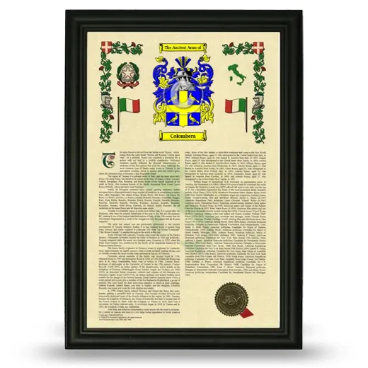 Colombera Armorial History Framed - Black