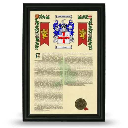 Colvan Armorial History Framed - Black