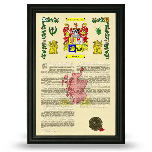 Comey Armorial History Framed - Black