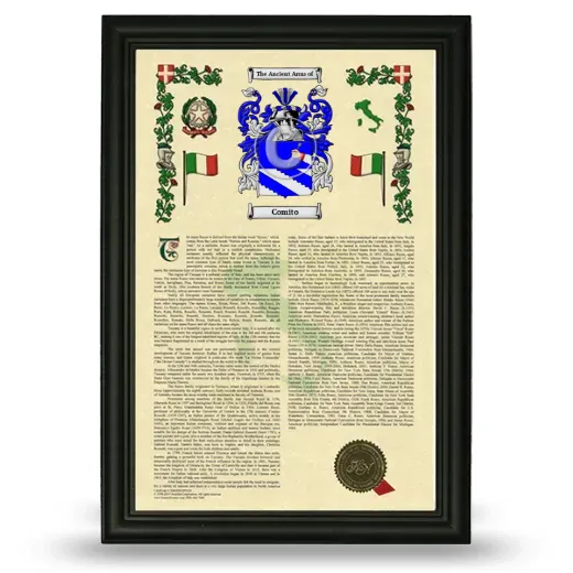 Comito Armorial History Framed - Black