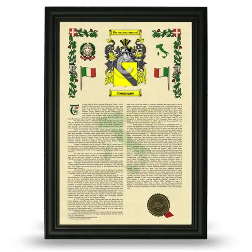 Compagno Armorial History Framed - Black