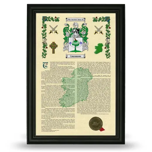 Concannon Armorial History Framed - Black