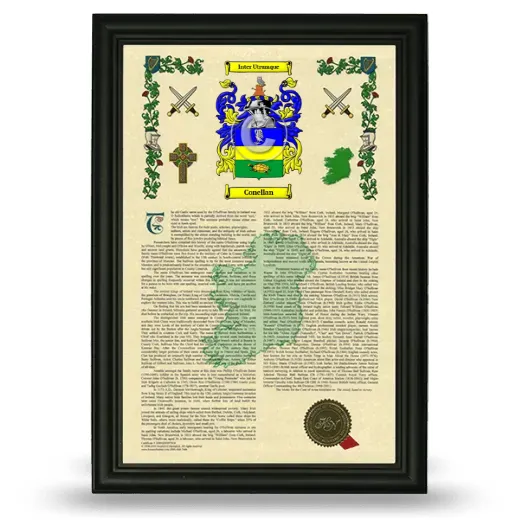 Conellan Armorial History Framed - Black