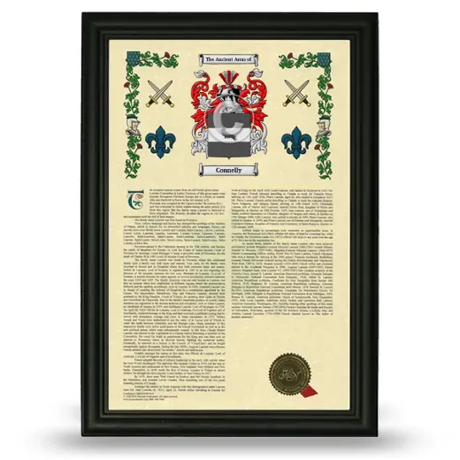 Connelly Armorial History Framed - Black