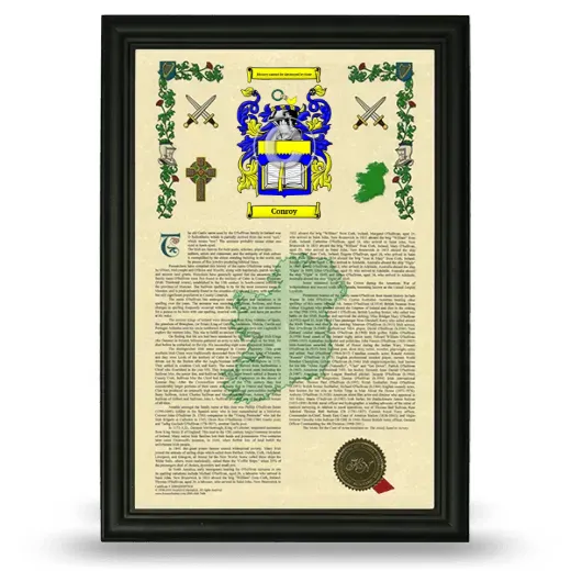 Conroy Armorial History Framed - Black
