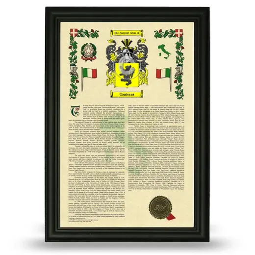 Contessa Armorial History Framed - Black