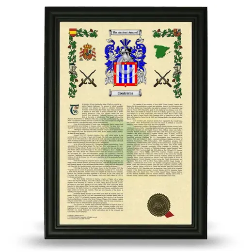 Contreras Armorial History Framed - Black