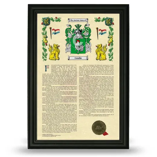 Coocks Armorial History Framed - Black