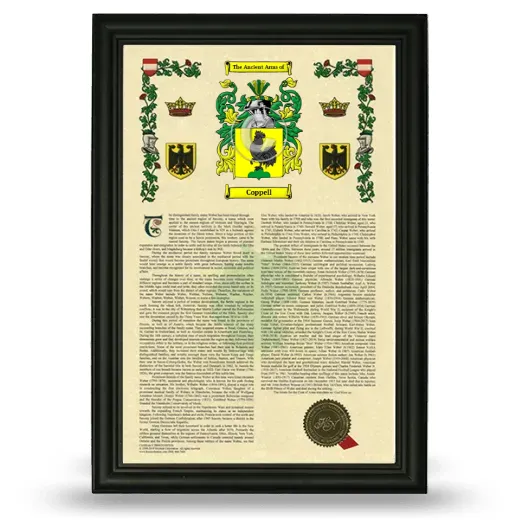 Coppell Armorial History Framed - Black