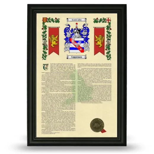 Coppeman Armorial History Framed - Black
